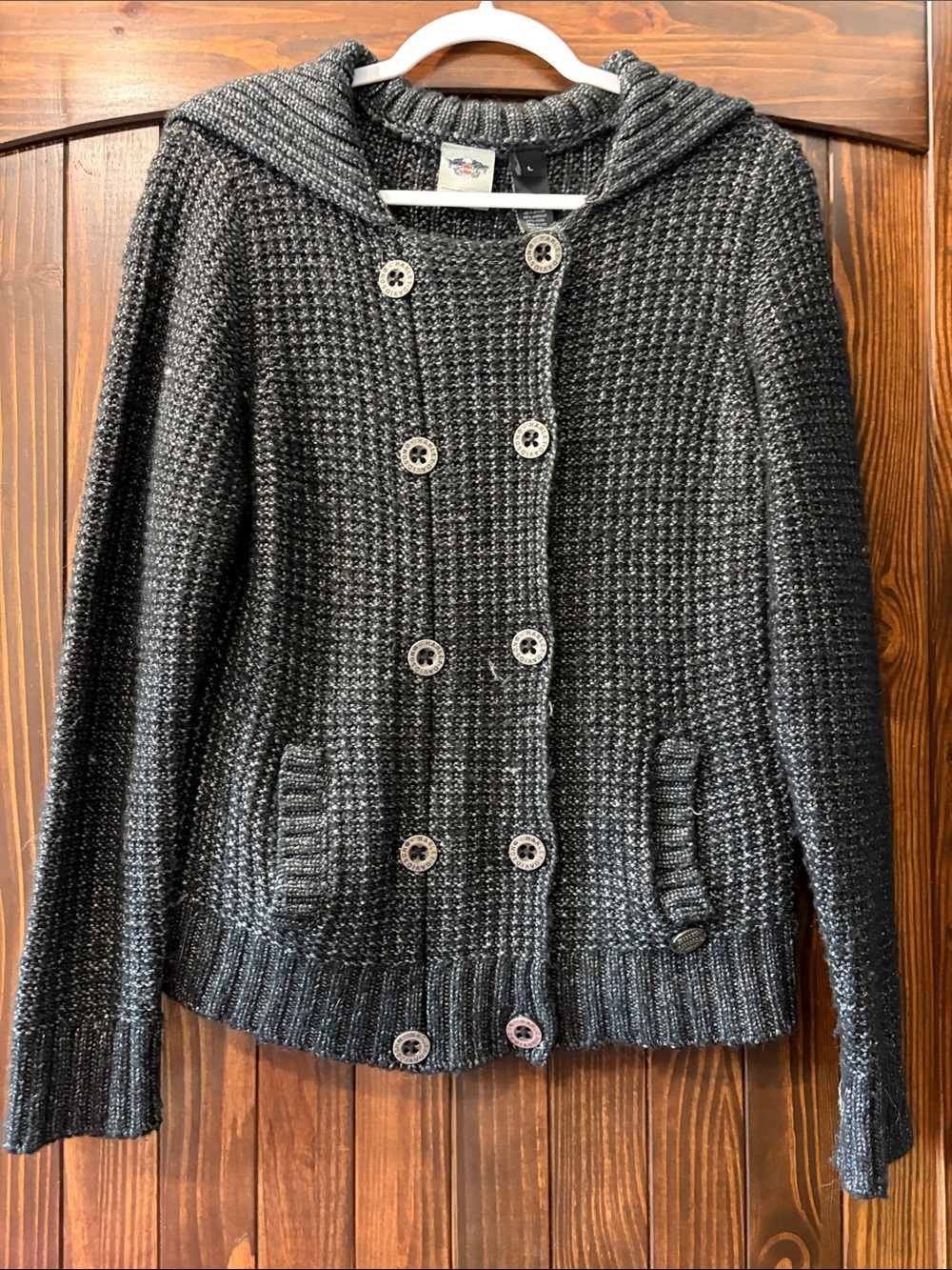 Women's Harley Davidson Double-Breasted cable knit Sweater